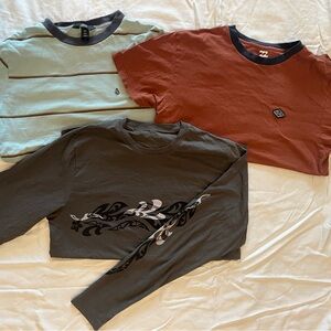Men’s Size Small Shirts (Billabong, Volcom, and Crazy Shirts)